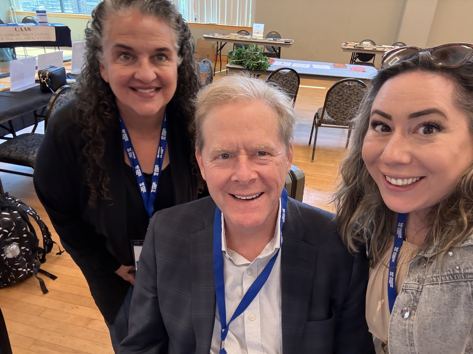 Traci Dougherty with two fellow classics educators at a Classical Association of the Atlantic States gathering