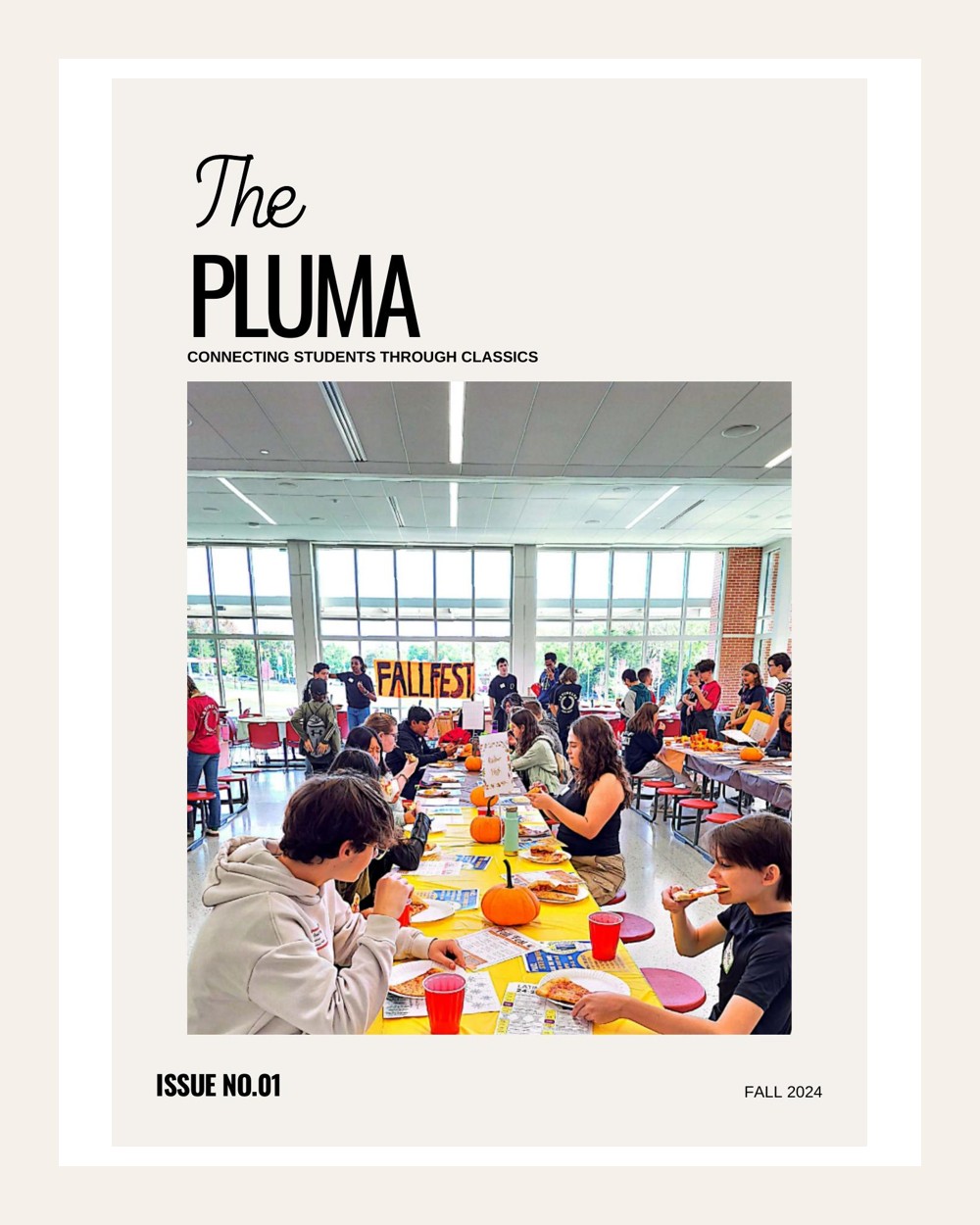 Fall 2024 cover of The PLUMA featuring students participating in Fall Fest